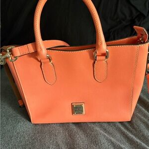 Dooney & Bourke Orange Satchel with Gold Hardware
